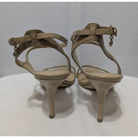Michael Kors Kaylee Mid Heel Patent Strappy Nude Women Size 9 - Picture 3 of 12